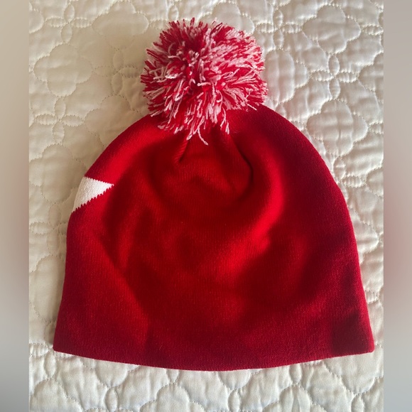 Beanie hat. Red and white in color with a Pom Pom on top. NWOT. New condition. - Picture 2 of 4